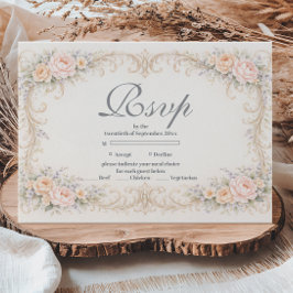 Cartão RSVP Blush Peach Barroco Quinze Anos