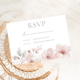 Cartão RSVP Blush Watercolor Flowers Belo Casamento