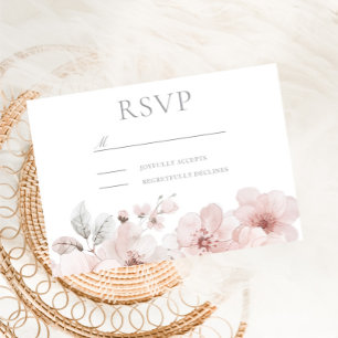 Cartão RSVP Blush Watercolor Flowers Belo Casamento