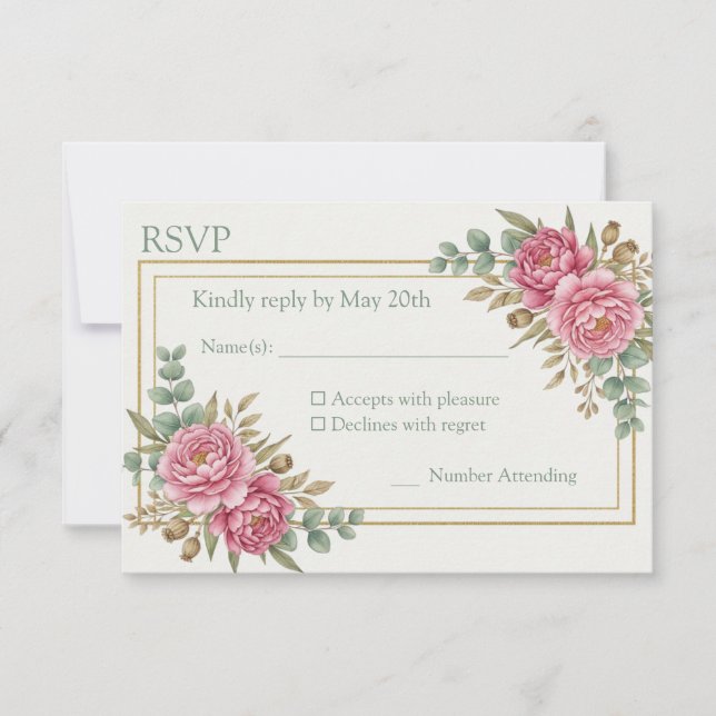 Cartão RSVP Blush Watercolor Wedding Response Card (Frente)