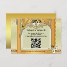 Cartão RSVP Bohemian QR Code Dreamcatcher Weding