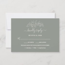 Cartão RSVP Bohemian Sage Casamento Minimalista Verde