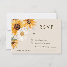Cartão RSVP Bohemian Sunflower Wedding 