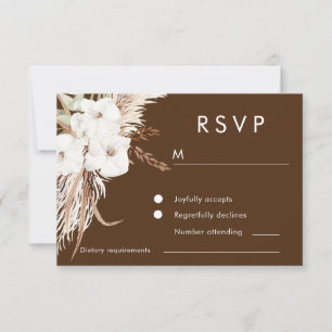 Cartão RSVP Bohemian White Floral Modern Weding
