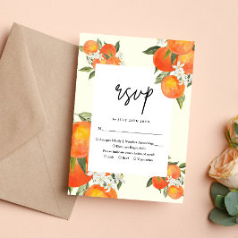 Cartão RSVP Boho Abstract Sketchy Orange Garden Wedding