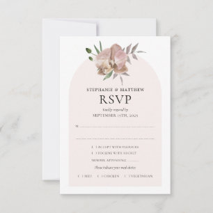 Cartão RSVP Boho Arch Dusty Orquídea Casamento Botânico