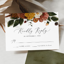 Cartão RSVP Boho Autumn Floral Wedding