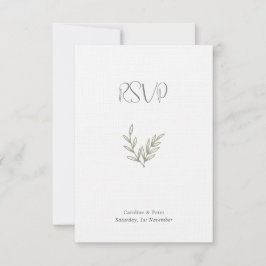 Cartão RSVP Boho Bamboo Folha Botânica Molha Elegante Verde