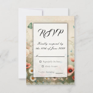 Cartão RSVP Boho Blooms e Vintage Vows Casamento