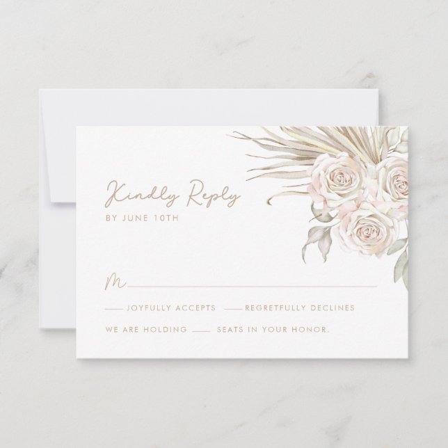 Cartão RSVP Boho Botanical Wedding (Frente)