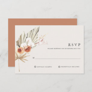 Cartão RSVP Boho Botânico Bohemian Floral Wedding