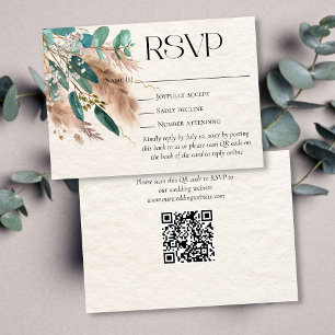 Cartão RSVP Boho Botânico Eucalyptus Greenery Pampas Grass