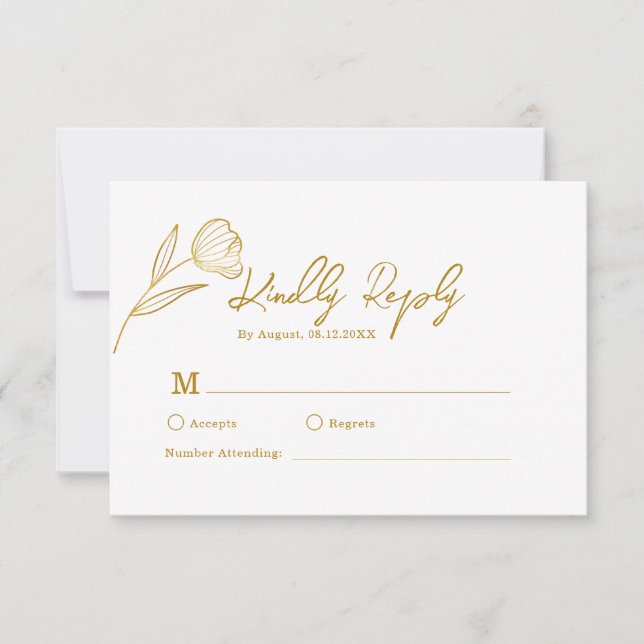 Cartão RSVP Boho Botânico Floral Casamento Minimal (Frente)