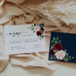 Cartão RSVP Boho Burgundy Blush Weding