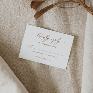 Cartão RSVP Boho Burnt Orange Calliografia Casamento