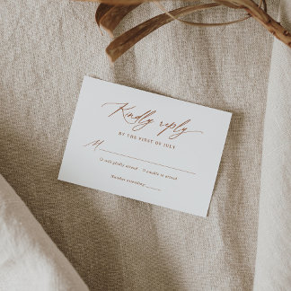 Cartão RSVP Boho Burnt Orange Calliografia Casamento