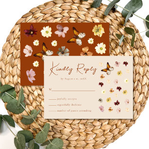 Cartão RSVP Boho Burnt Orange Wildflower