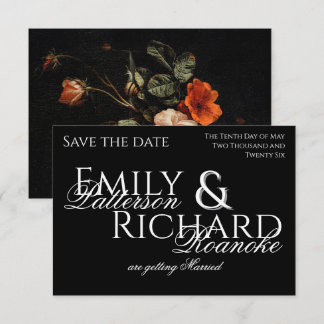 Cartão RSVP Boho Chic Colorido Preto Floral Save The Date