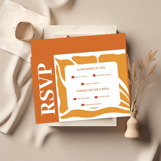 Cartão RSVP Boho Chic Retro Floral Wedding (Criador carregado)