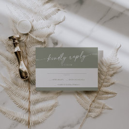Cartão RSVP Boho Chic Sage Casamento Simples Verde