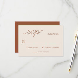Cartão RSVP Boho Chic Terracotta Casamento Minimal