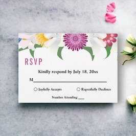 Cartão RSVP Boho Colorful Flowers Modern Primavera Floral Casa