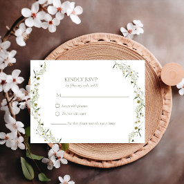 Cartão RSVP Boho Daisy Beidge Wildflower Wedding