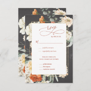Cartão RSVP Boho Dark Floral VP de Casamento