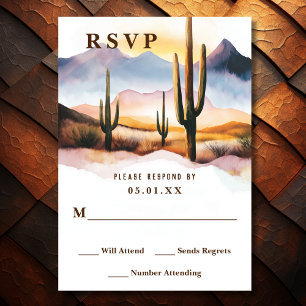 Cartão RSVP Boho Desert Cactus Western Wedding