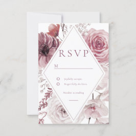 Cartão RSVP Boho Dusty Rosa e Mauve Floral Frame Weding