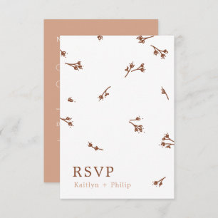 Cartão RSVP Boho Earthy Elegante Botânico Ivory Wedding White