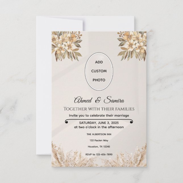 Cartão RSVP Boho Elegant Rustic Floral Wedding (Frente)