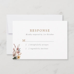 Cartão RSVP Boho Fall Wild Flowers Casamento