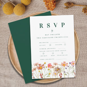 Cartão RSVP Boho Fall Wildflower Meals Casamento