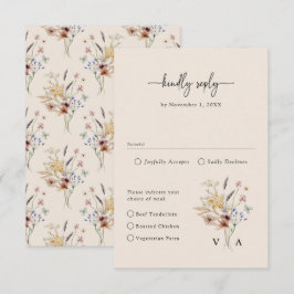Cartão RSVP Boho Flor Silvestre Vintage