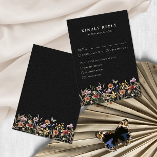 Cartão RSVP Boho Floral Com Refeições