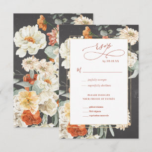 Cartão RSVP Boho Floral Escuro Confirmação de Casamento