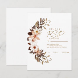 Cartão RSVP Boho Floral Marrom 