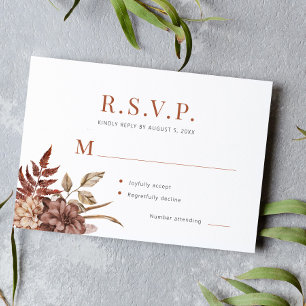 Cartão RSVP Boho floral terracotta foliage
