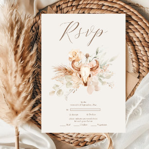 Cartão RSVP Boho Floral Western Wedding