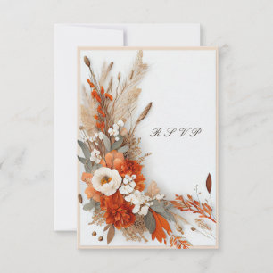 Cartão RSVP Boho Flowers Cai Cores, Casamento de Outono