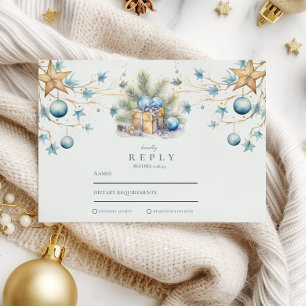 Cartão RSVP Boho Fosco Blue Pine Weding