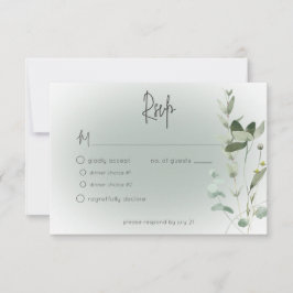 Cartão RSVP Boho Greenery Delicate Modern Wedding