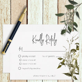 Cartão RSVP Boho Greenery Modern Floral Wedding
