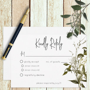 Cartão RSVP Boho Greenery Modern Floral Wedding