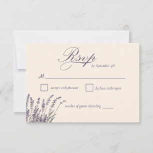 Cartão RSVP Boho Lavanda Roxo Casamento Floral