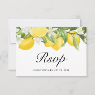Cartão RSVP Boho Lemons Casamento Verde Branco