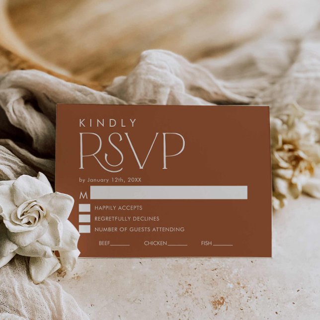 Cartão RSVP Boho Minimal Terracotta Wedding (Terracotta Boho Wedding RSVP card)