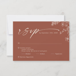 Cartão RSVP Boho Minimalist Terracotta Burnt Orange Wedding