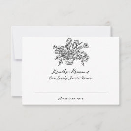 Cartão RSVP Boho Modern Doodle Casamento Website Qr Code